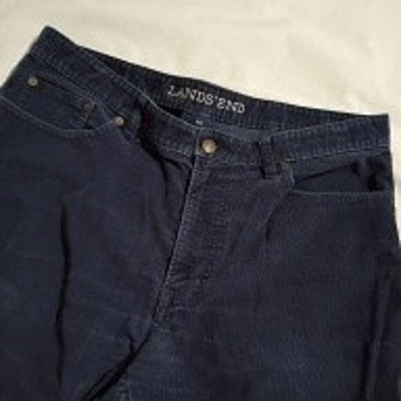 Lands' End Men's 35x31 Traditional Fit Navy Blue Corduroy Pants Cotton/Poly Blnd - Picture 3 of 11